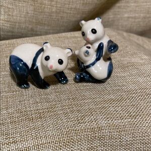 Ceramic Panda Figurines - Black and White
